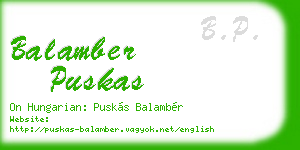 balamber puskas business card