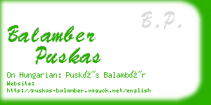 balamber puskas business card